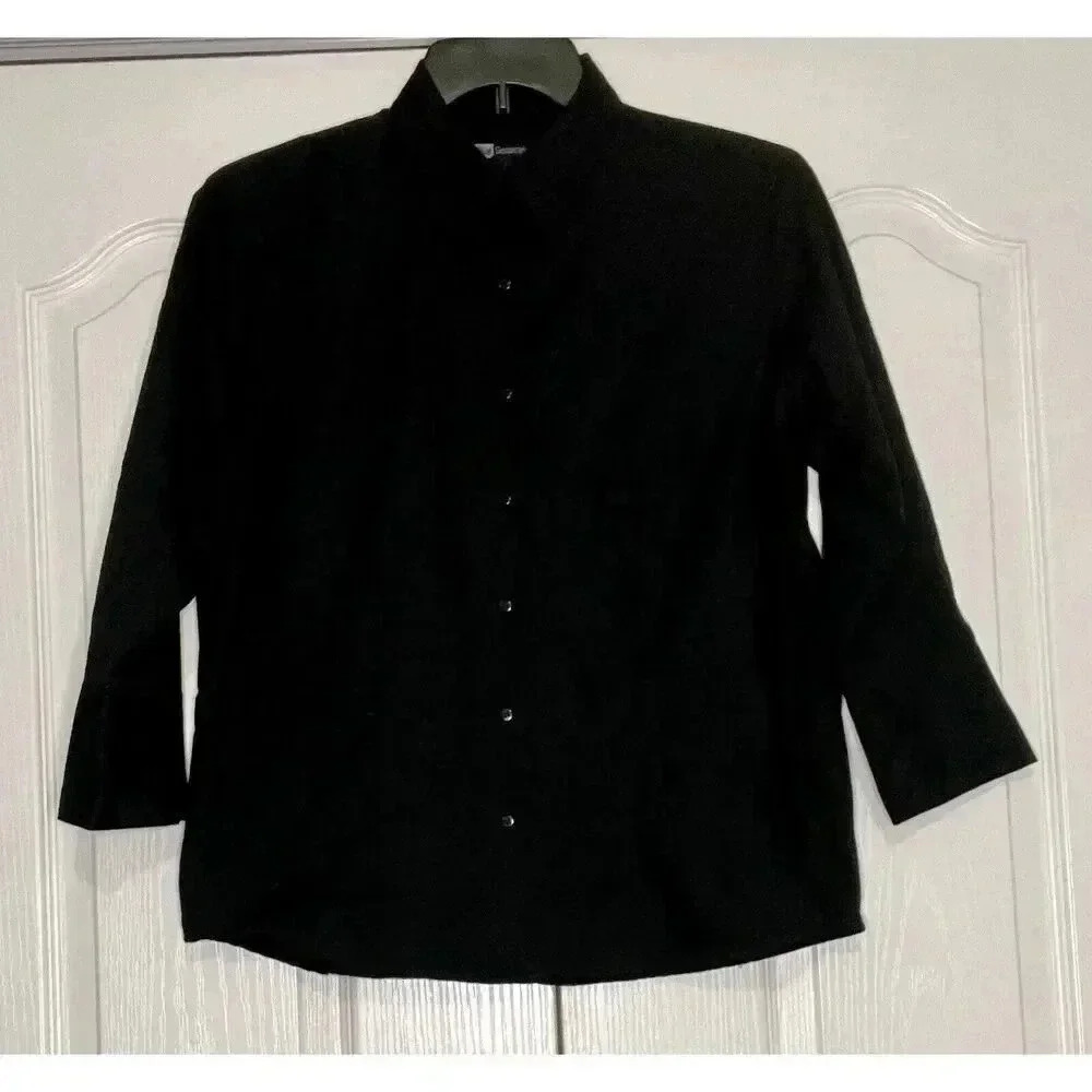 Blue Generation Women’s Large‎ 3/4 Sleeve Black Work Shirt BG-6260